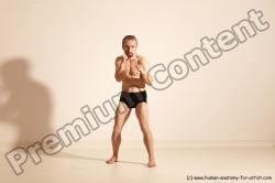 Underwear Martial art Man White Moving poses Slim Short Blond Dynamic poses Academic